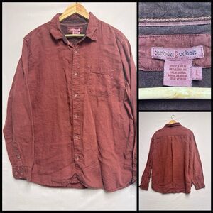 Carbon 2 Cobalt Men’s 100% Linen Rust Red Camp Shirt Button Up Large